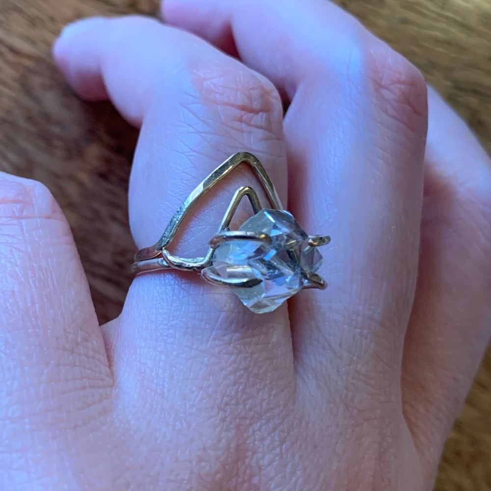 Herkimer Diamond Engagement Ring Set - image 5